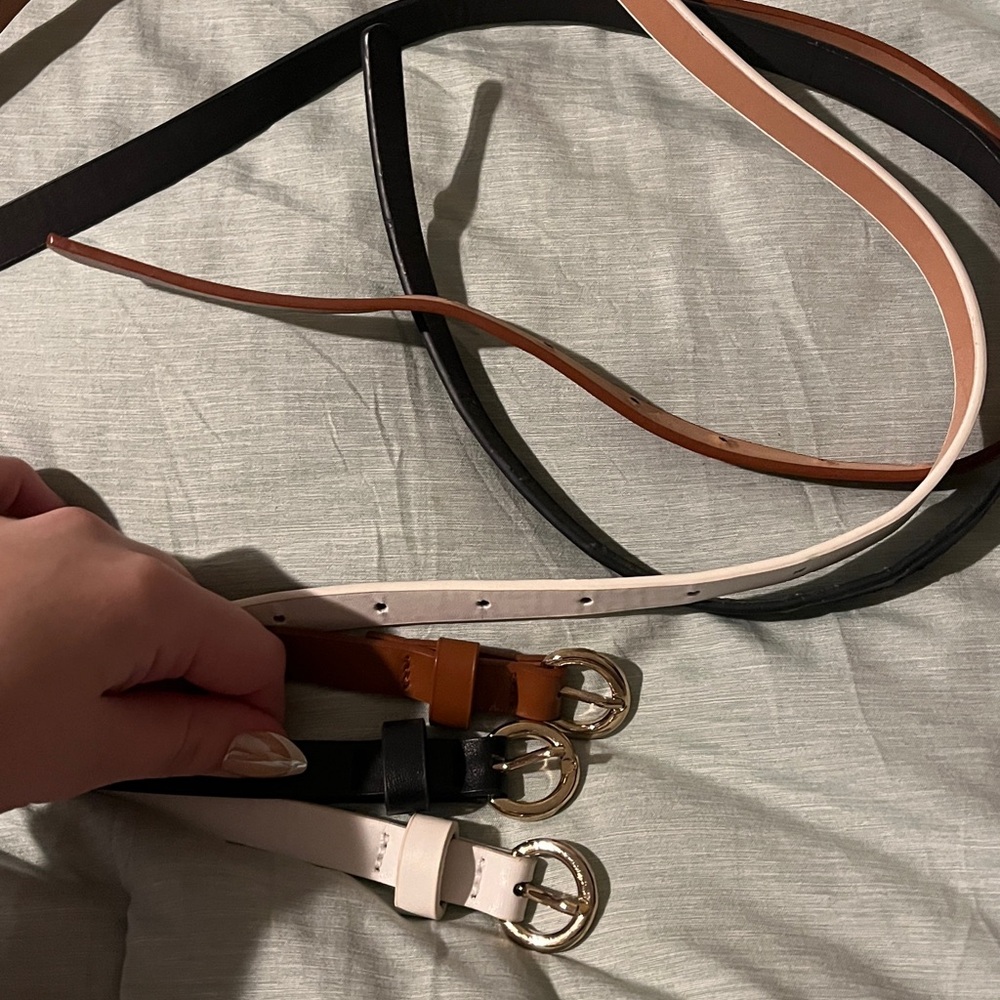 Elegant Women's Leather Belt Set - Black, Brown, and White